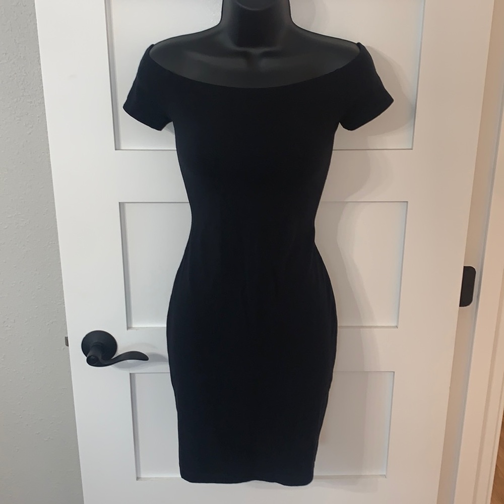 Express Fitted Off The Shoulder Little Black Dress Stretchy S/M